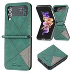 For Samsung Galaxy Z Flip4 Rhombus Texture Leather Phone Case(Green)