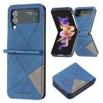 For Samsung Galaxy Z Flip4 Rhombus Texture Leather Phone Case(Blue)