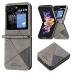 For Samsung Galaxy Z Flip5 Rhombus Texture Leather Phone Case(Grey)