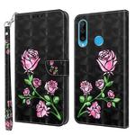 For Huawei P30 Lite / nova 4e 3D Painted Leather Phone Case(Rose)