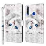 For Honor 20 Lite / 20i / 10i / 10 Lite 3D Painted Leather Phone Case(Reflection White Cat)