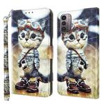 For Nokia G11 / G21 3D Painted Leather Phone Case(Naughty Cat)