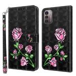 For Nokia G11 / G21 3D Painted Leather Phone Case(Rose)