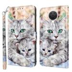 For Nokia G20 / G10 / 6.3 3D Painted Leather Phone Case(Two Loving Cats)