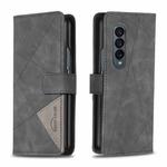 For Samsung Galaxy Z Fold4 BF05 Magnetic Buckle Rhombus Texture Leather Phone Case(Black)