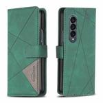 For Samsung Galaxy Z Fold4 BF05 Magnetic Buckle Rhombus Texture Leather Phone Case(Green)