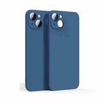 Lens Glass Film Liquid TPU Phone Case For iPhone 14(Blue)