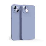 For iPhone 14 Plus Lens Glass Film Liquid TPU Phone Case (Purple)