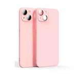 For iPhone 14 Plus Lens Glass Film Liquid TPU Phone Case (Pink)