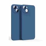 For iPhone 14 Plus Lens Glass Film Liquid TPU Phone Case (Blue)