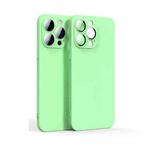 Lens Glass Film Liquid TPU Phone Case For iPhone 14 Pro Max(Green)