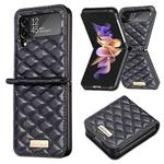 For Samsung Galaxy Z Flip4 Elegant Rhombic Texture PU Phone Case(Black)