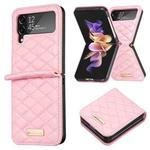 For Samsung Galaxy Z Flip4 Elegant Rhombic Texture PU Phone Case(Pink)