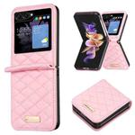 For Samsung Galaxy Z Flip5 Elegant Rhombic Texture Leather Phone Case(Pink)