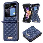 For Samsung Galaxy Z Flip5 Elegant Rhombic Texture Leather Phone Case(Blue)
