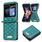 For Samsung Galaxy Z Flip5 Elegant Rhombic Texture Leather Phone Case(Green)