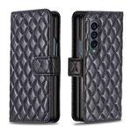 For Samsung Galaxy Z Fold4 Diamond Lattice Wallet Leather Flip Phone Case(Black)