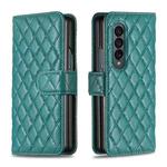 For Samsung Galaxy Z Fold4 Diamond Lattice Wallet Leather Flip Phone Case(Green)