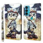 For Motorola Moto E20 / E30 / E40 3D Painted Leather Phone Case(Naughty Cat)