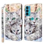 For Motorola Moto E20 / E30 / E40 3D Painted Leather Phone Case(Two Loving Cats)