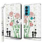 For Motorola Moto E20 / E30 / E40 3D Painted Leather Phone Case(Couple Rose)