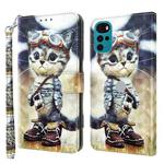 For Motorola Moto G22 3D Painted Leather Phone Case(Naughty Cat)