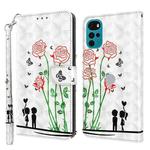 For Motorola Moto G22 3D Painted Leather Phone Case(Couple Rose)
