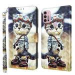 For Motorola Moto G10 / G20 / G30 3D Painted Leather Phone Case(Naughty Cat)