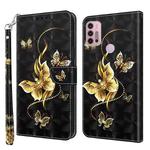 For Motorola Moto G10 / G20 / G30 3D Painted Leather Phone Case(Golden Swallow Butterfly)