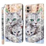 For Motorola Moto G32 5G 3D Painted Leather Phone Case(Two Loving Cats)