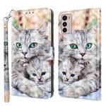 For Motorola Moto G42 5G 3D Painted Leather Phone Case(Two Loving Cats)