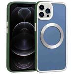 For iPhone 12 Pro Two-color Shield MagSafe TPU + PC Phone Case(Dark Green)