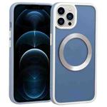 For iPhone 12 Pro Max Two-color Shield MagSafe TPU + PC Phone Case(Blue)