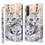 For Sony Xperia 5 II 3D Painted Leather Phone Case(Two Loving Cats)