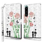 For Sony Xperia 5 III 3D Painted Leather Phone Case(Couple Rose)