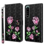 For Sony Xperia 5 III 3D Painted Leather Phone Case(Rose)