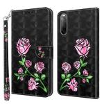 For Sony Xperia 10 II 3D Painted Leather Phone Case(Rose)