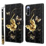For Sony Xperia 10 III 3D Painted Leather Phone Case(Golden Swallow Butterfly)