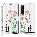 For Sony Xperia 1 IV 3D Painted Leather Phone Case(Couple Rose)