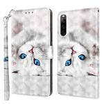 For Sony Xperia 10 IV 3D Painted Leather Phone Case(Reflection White Cat)