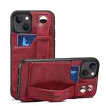For iPhone 13 Suteni 215 Wrist Strap PU Phone Case(Red)