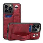 For iPhone 13 Pro Suteni 215 Wrist Strap PU Phone Case (Red)