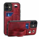 For iPhone 12 Suteni 215 Wrist Strap PU Phone Case(Red)