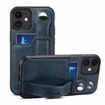 For iPhone 12 Suteni 215 Wrist Strap PU Phone Case(Blue)