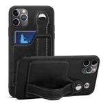 For iPhone 11 Pro Max Suteni 215 Wrist Strap PU Phone Case (Black)