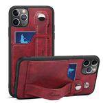 For iPhone 11 Pro Max Suteni 215 Wrist Strap PU Phone Case (Red)
