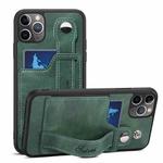 For iPhone 11 Pro Max Suteni 215 Wrist Strap PU Phone Case (Green)