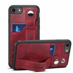 Suteni 215 Wrist Strap PU Phone Case For iPhone SE 2022/SE 2020/8/7/6(Red)