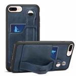 Suteni 215 Wrist Strap PU Phone Case For iPhone 8 Plus/7 Plus/6 Plus(Blue)