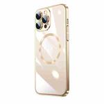 For iPhone 14 Pro Max Electroplating MagSafe Airbag PC Phone Case (Gold)